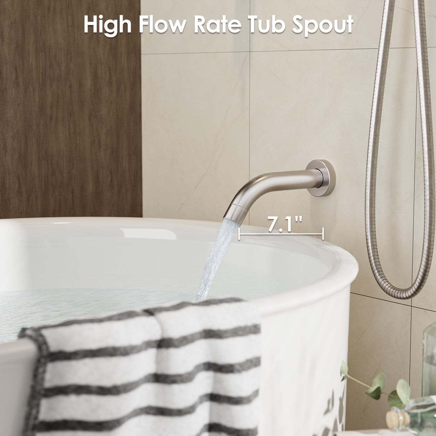 Bathtub Shower Faucet Set, Tub Shower System with 3-Way Shower Valve, High Pressure 10" Rain Shower Head with Handheld Spray Combo, Wall Mounted Rainfall Shower Head Set, Brushed Nickel