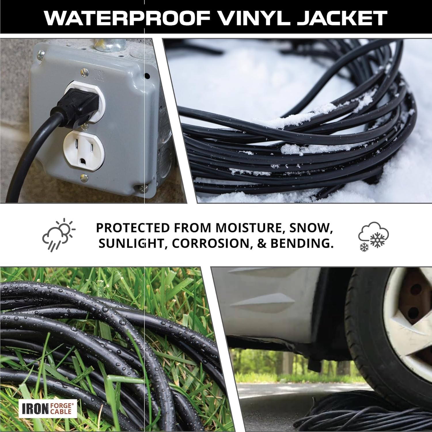 2 Pack of 6 Ft Outdoor Extension Cords - 16/3 Heavy Duty Black Extension Cord Pack